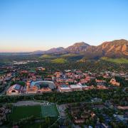 Aerial shot of CU Boulder's campus