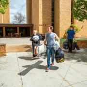 Students moving out of the residence halls