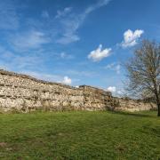 Wall in Roman-era village of Silchester in south-central England